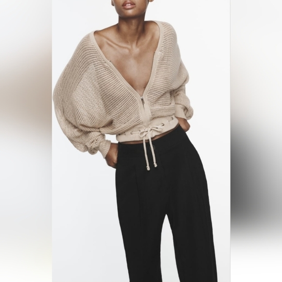 Zara Cuffed Ankle Barrel Pants Sz- Large - Picture 2 of 12